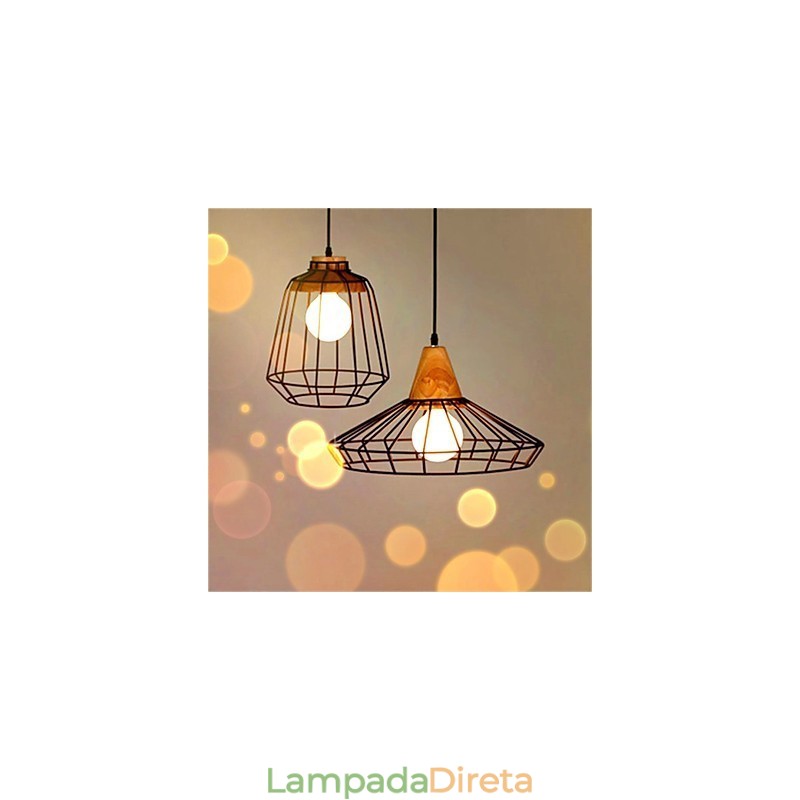Lustre de ferro estilo gaiola retrô americano