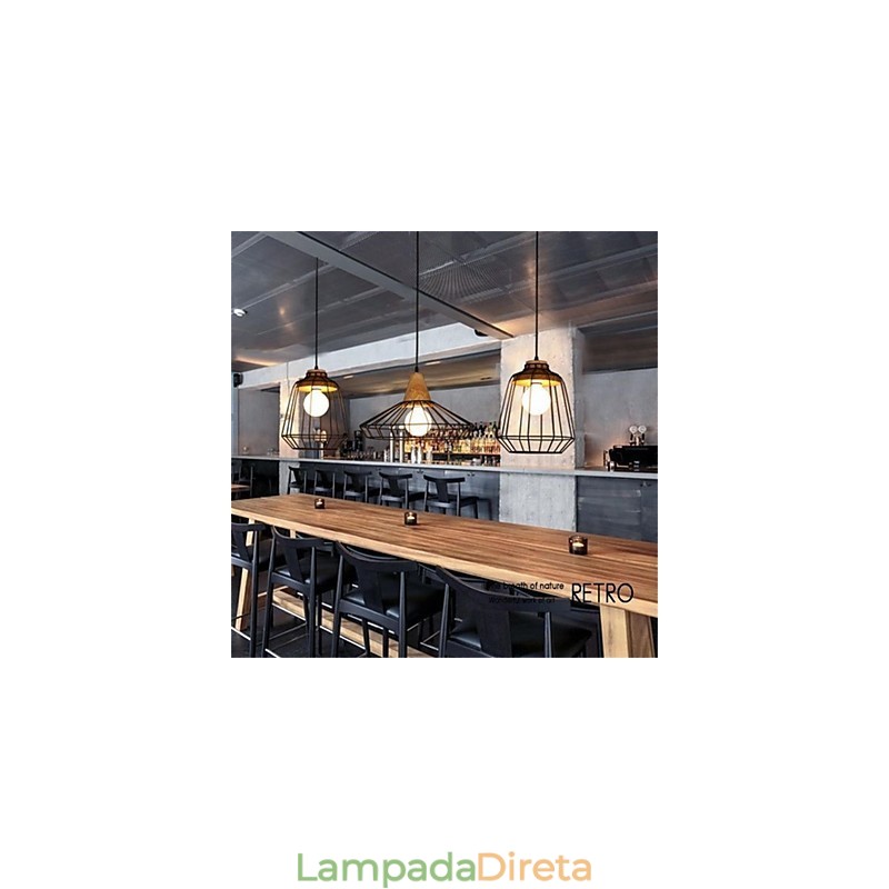 Lustre de ferro estilo gaiola retrô americano