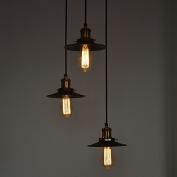 Pendente Vintage 3 Luzes Em Sombra De Ferro