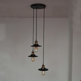 Pendente Vintage 3 Luzes Em Sombra De Ferro