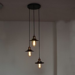 Pendente Vintage 3 Luzes Em Sombra De Ferro