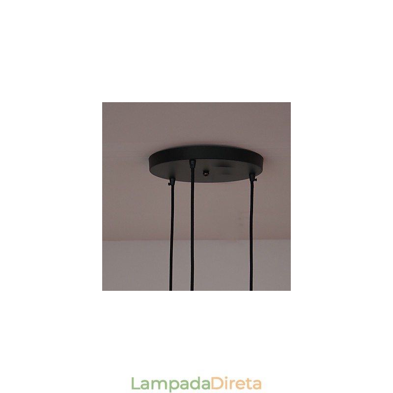 Pendente Vintage 3 Luzes Em Sombra De Ferro