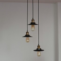 Pendente Vintage 3 Luzes Em Sombra De Ferro
