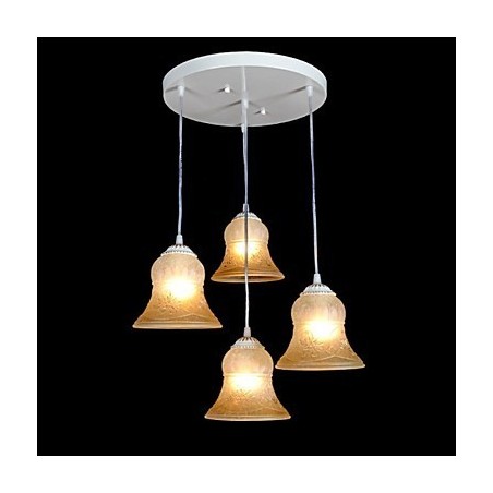 Pendente Branco Quatro Luzes Padrão Vidro Abajur Mão Dourado Europeu Retro Clássico Pendente Branco Quatro Luzes Padrão Vidro Abajur Mão Dourado Europeu Retro Clássico