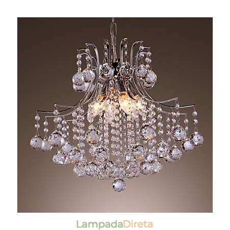 Luminária pendente de metal galvanizado estilo mini cristal contemporâneo moderno Luminária pendente de metal galvanizado estilo mini cristal contemporâneo moderno