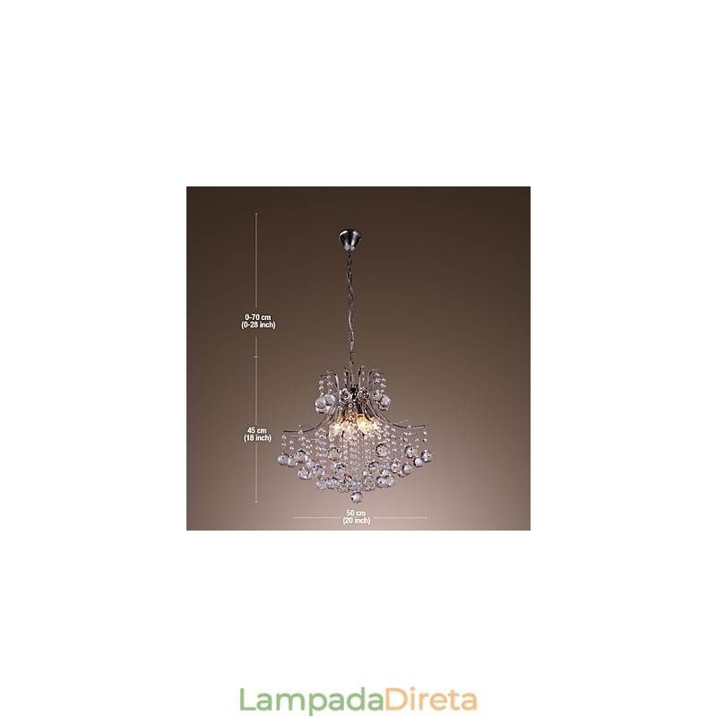 Luminária pendente de metal galvanizado estilo mini cristal contemporâneo moderno