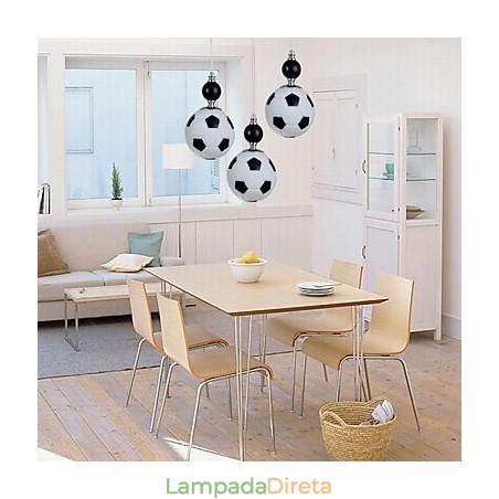 Luminária pendente redonda clássica moderna de futebol com 3 luzes Luminária pendente redonda clássica moderna de futebol com 3 luzes