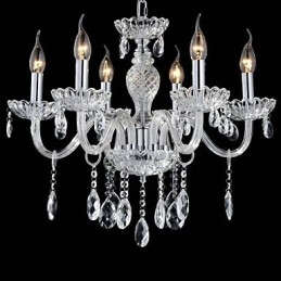 6 Luzes O estilo do palácio Lustre de vidro com lâmpada de vela