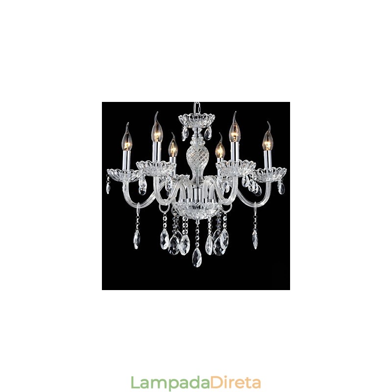 6 Luzes O estilo do palácio Lustre de vidro com lâmpada de vela