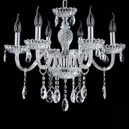 6 Luzes O estilo do palácio Lustre de vidro com lâmpada de vela