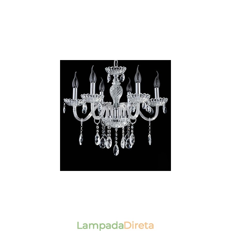 6 Luzes O estilo do palácio Lustre de vidro com lâmpada de vela