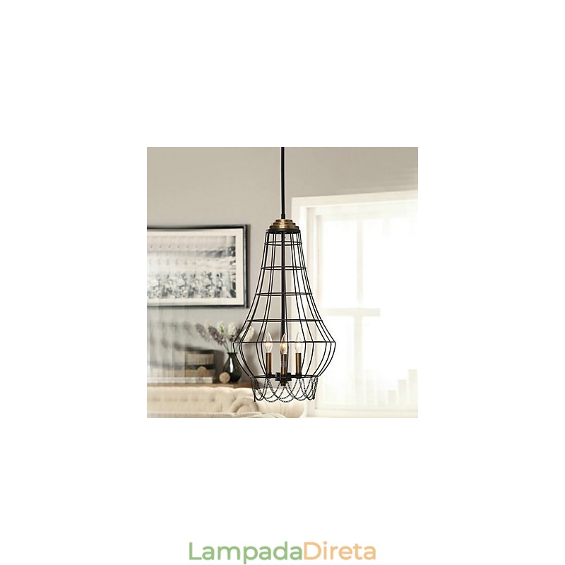 Luminária pendente de metal estilo country mini com pintura
