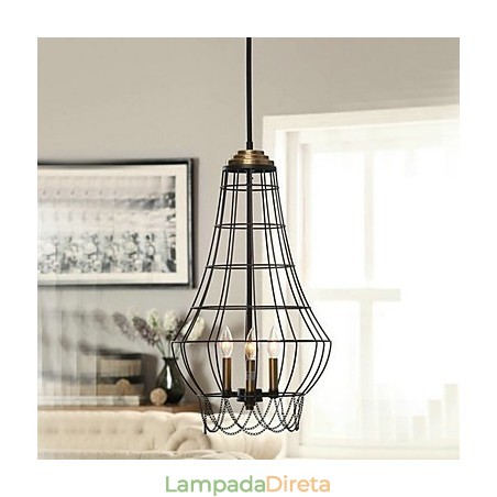 Luminária pendente de metal estilo country mini com pintura Luminária pendente de metal estilo country mini com pintura