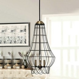 Luminária pendente de metal estilo country mini com pintura