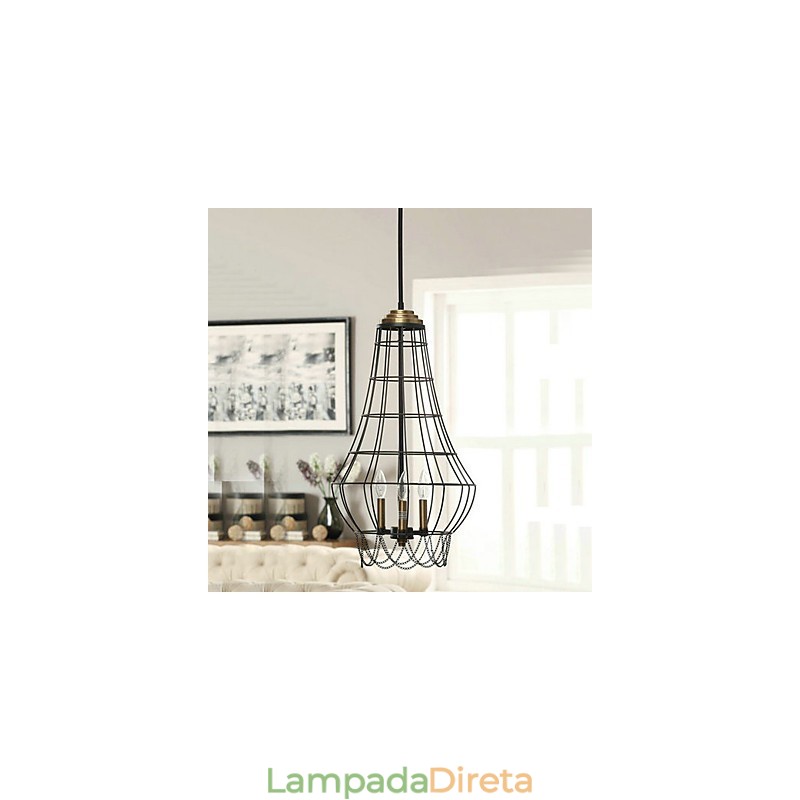 Luminária pendente de metal estilo country mini com pintura