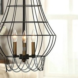 Luminária pendente de metal estilo country mini com pintura