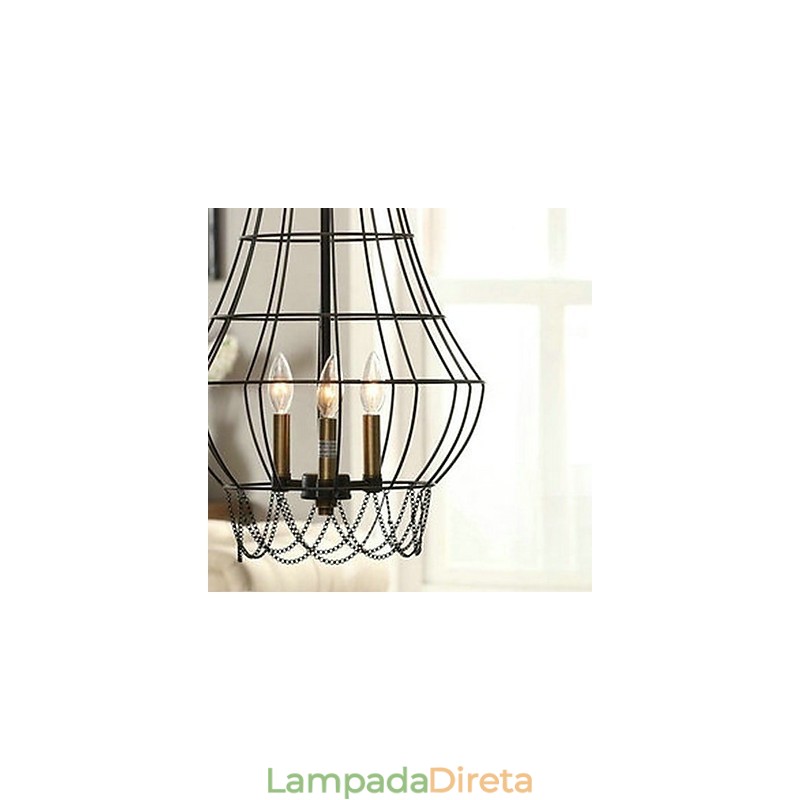 Luminária pendente de metal estilo country mini com pintura