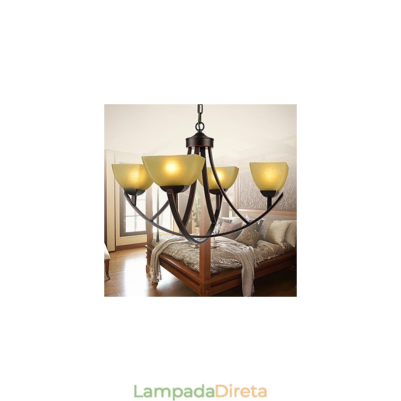 Lustre 4 Luzes Tradicional Clássico Vintage Metal