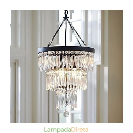 Pendente 3 Luzes Moderno Elegante Metal Cristal Pintura Pendente 3 Luzes Moderno Elegante Metal Cristal Pintura