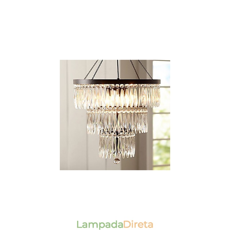 Pendente 3 Luzes Moderno Elegante Metal Cristal Pintura