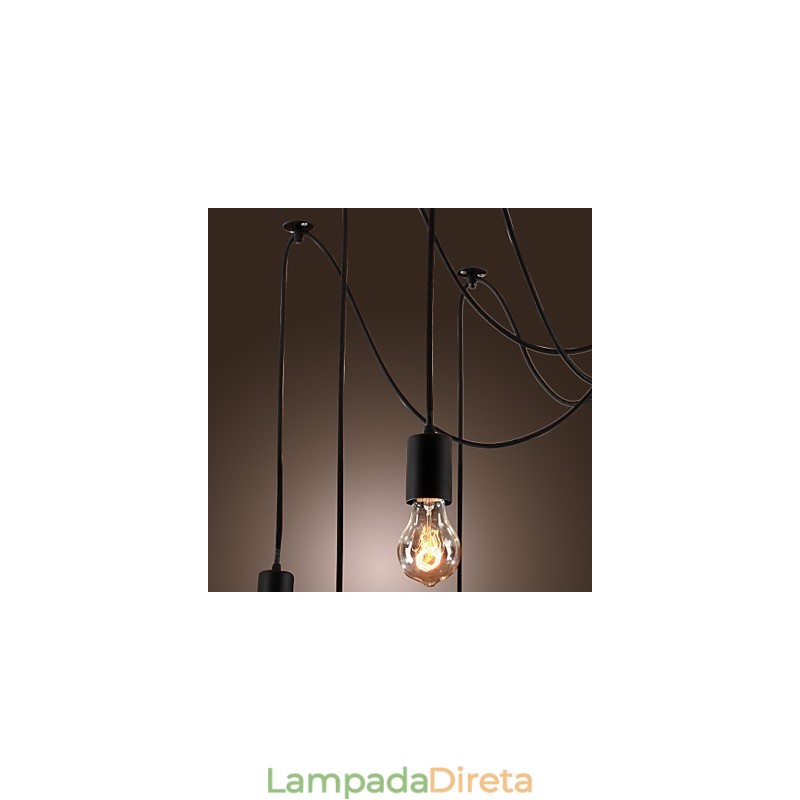 Lustre Vintage Design Lâmpadas Incluídas Living 10 Luzes Pendente Luz