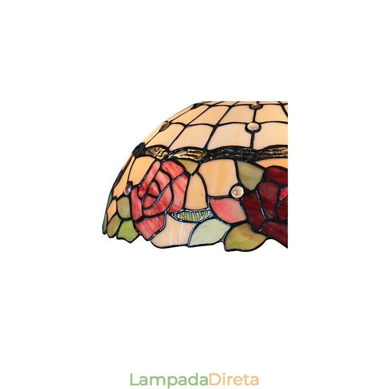 Luminária pendente com 2 luzes em cúpula com padrão rosa