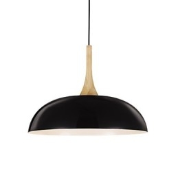 Mini Luminária Pendente Artística 1 Luz Moderna Simplicidade Acabamento Preto Branco Alumínio e Madeira Droplight