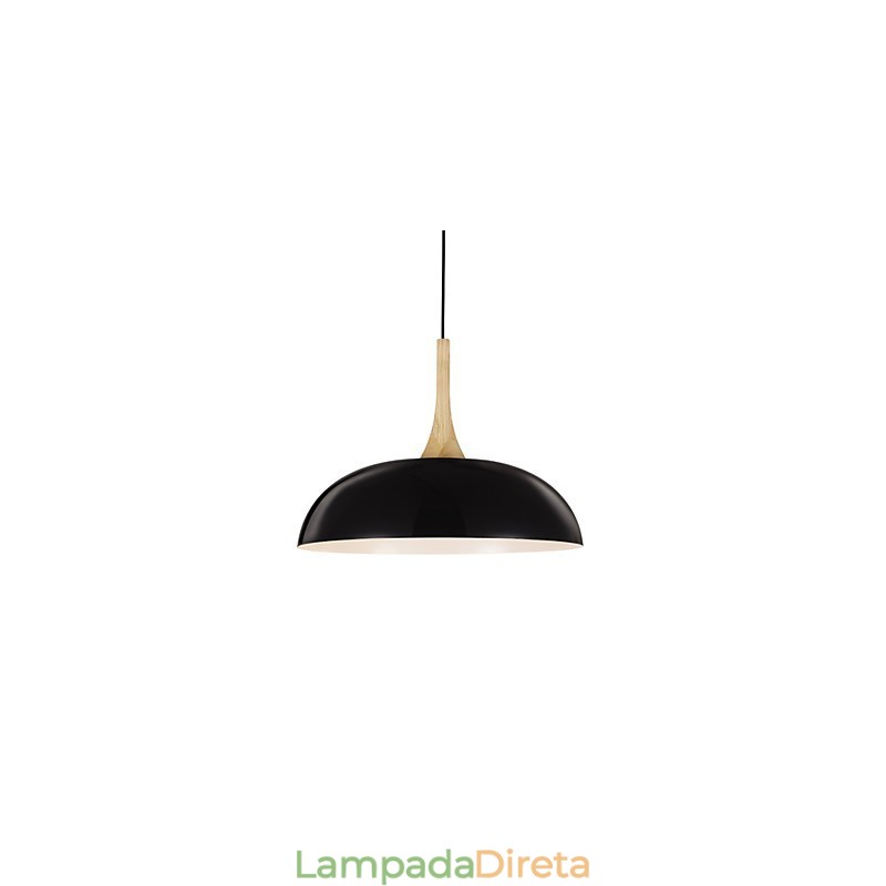 Mini Luminária Pendente Artística 1 Luz Moderna Simplicidade Acabamento Preto Branco Alumínio e Madeira Droplight
