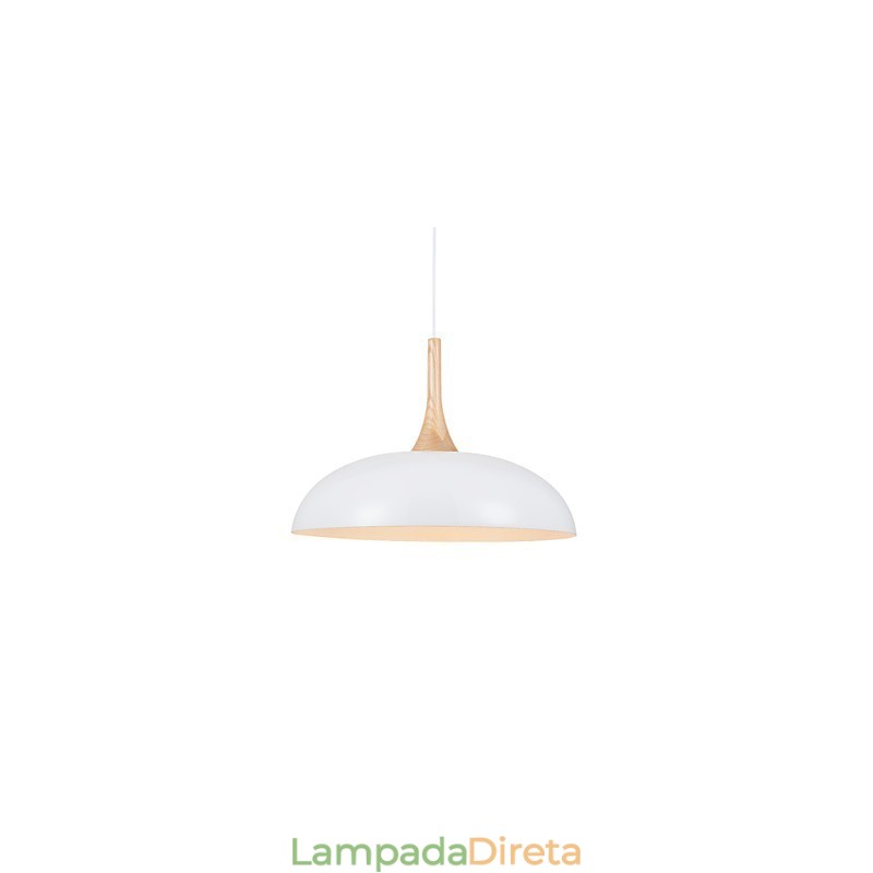 Mini Luminária Pendente Artística 1 Luz Moderna Simplicidade Acabamento Preto Branco Alumínio e Madeira Droplight