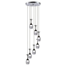 Luminária pendente moderna com 7 luzes, lâmpadas integradas e luz de escada incluída