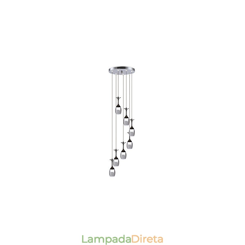 Luminária pendente moderna com 7 luzes, lâmpadas integradas e luz de escada incluída
