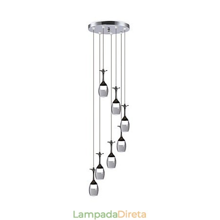 Luminária pendente moderna com 7 luzes, lâmpadas integradas e luz de escada incluída Luminária pendente moderna com 7 luzes, lâmpadas integradas e luz de escada incluída