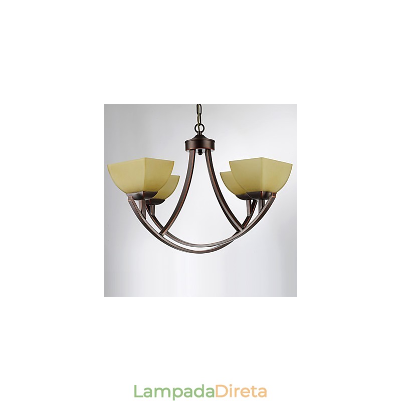 Lustre 4 Luzes Tradicional Clássico Vintage Metal