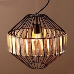 Lustre de cristal de gaiola de ferro forjado vintage Lustre
