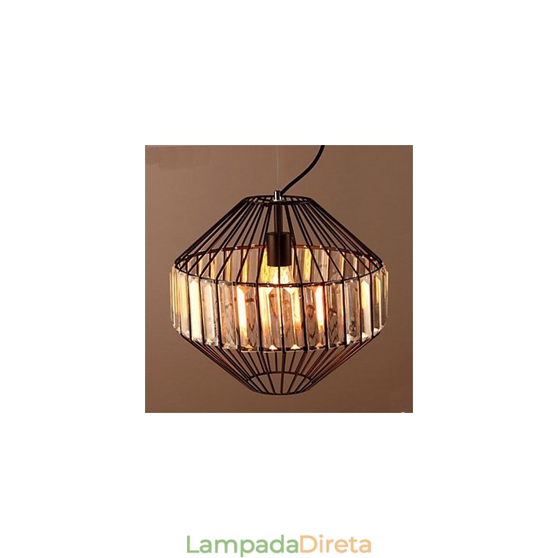 Lustre de cristal de gaiola de ferro forjado vintage Lustre