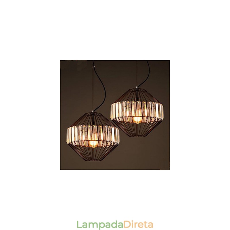 Lustre de cristal de gaiola de ferro forjado vintage Lustre
