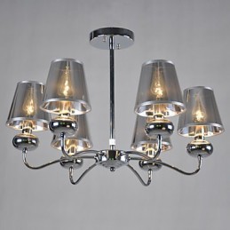 Lustre Vintage 6 Luzes Clássico Tecido Metal Pintura