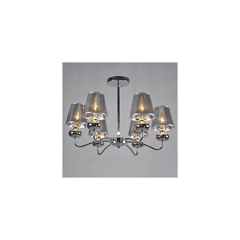 Lustre Vintage 6 Luzes Clássico Tecido Metal Pintura