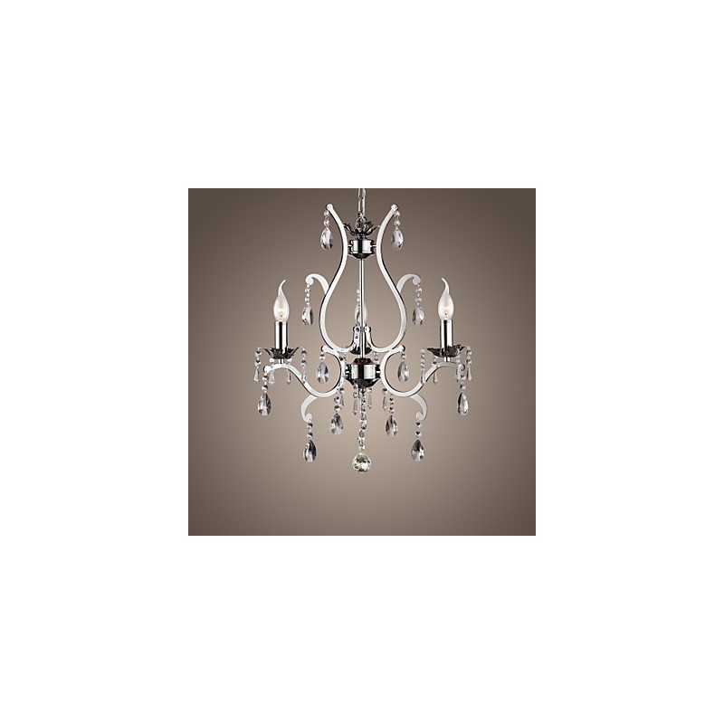 Lustre de Cristal com 3 Luzes em Metal