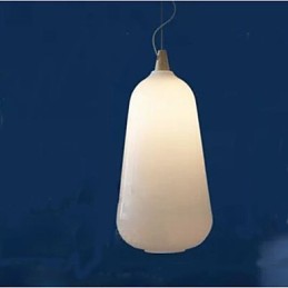 Luminária Pendente Garrafa de Vidro Branco Leite Curva Natural