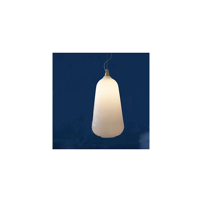 Luminária Pendente Garrafa de Vidro Branco Leite Curva Natural