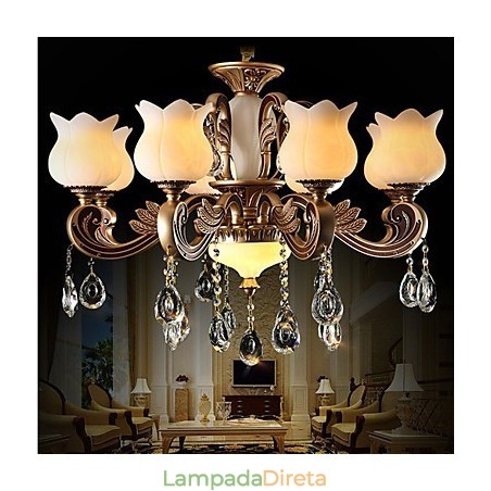 Luminária pendente de cristal europeia e luminária luxuosa Luminária pendente de cristal europeia e luminária luxuosa