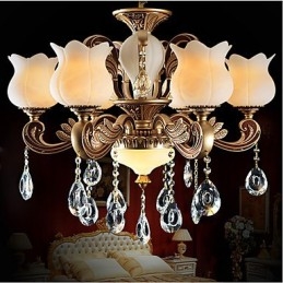 Luminária pendente de cristal europeia e luminária luxuosa