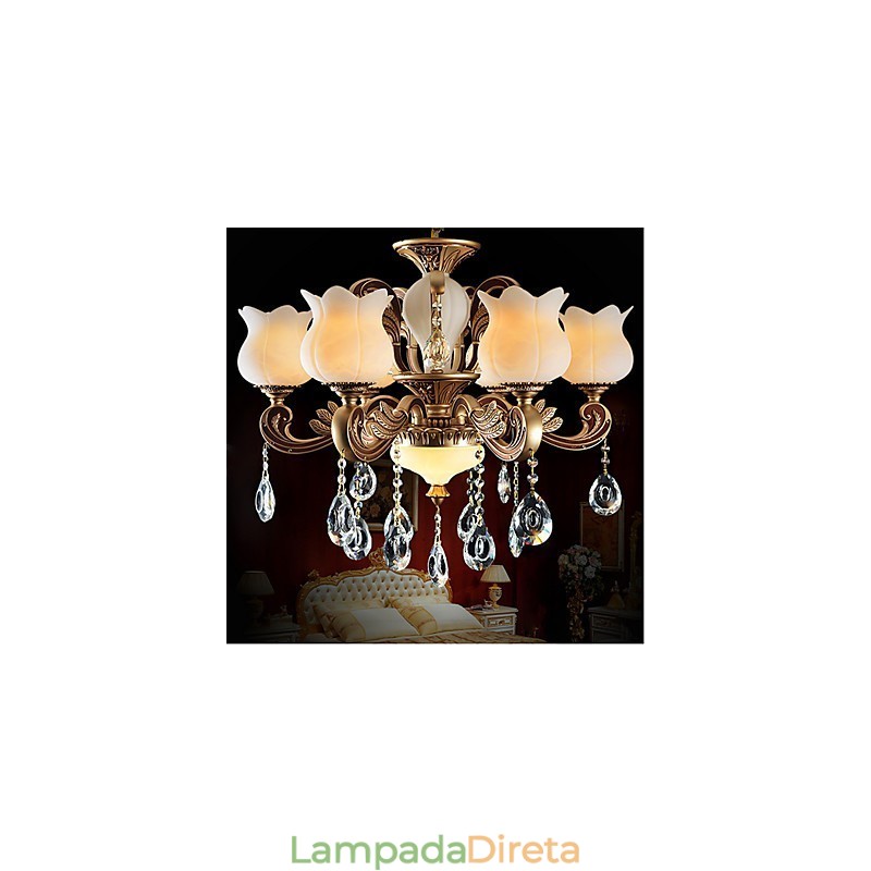 Luminária pendente de cristal europeia e luminária luxuosa
