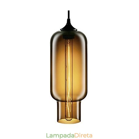 Luminária pendente moderna de vidro de 70 W com design de bolha marrom Luminária pendente moderna de vidro de 70 W com design de bolha marrom