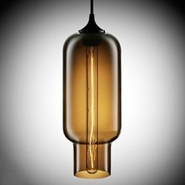 Luminária pendente moderna de vidro de 70 W com design de bolha marrom