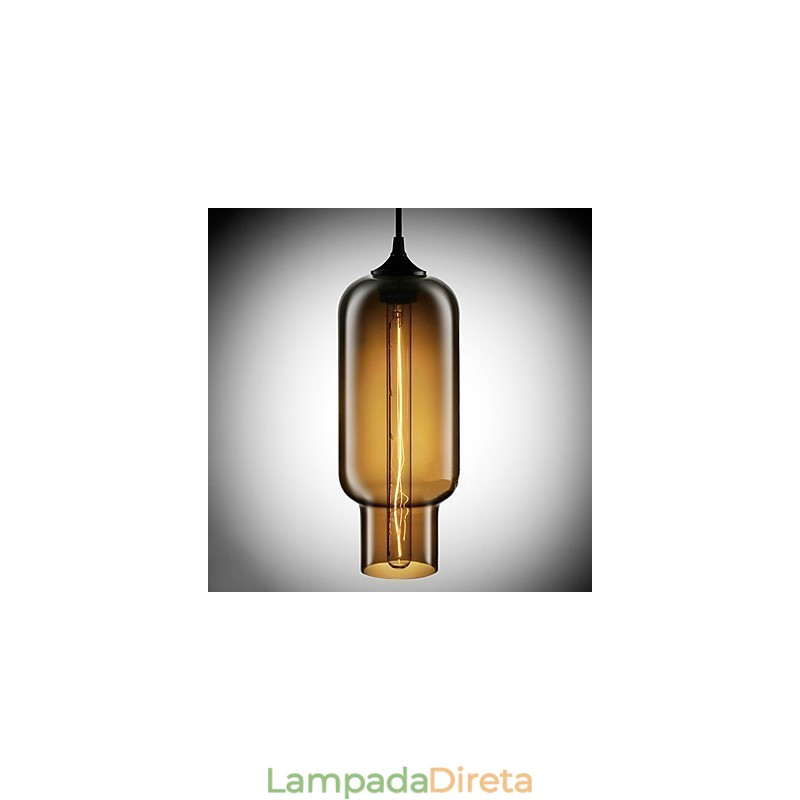 Luminária pendente moderna de vidro de 70 W com design de bolha marrom