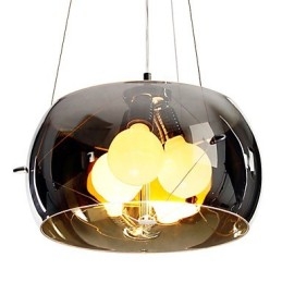 Pingente moderno e pitoresco de 3 luzes em estilo italiano com abajur transparente preto