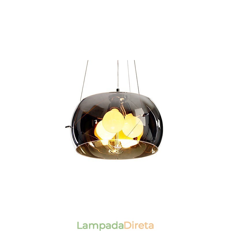 Pingente moderno e pitoresco de 3 luzes em estilo italiano com abajur transparente preto