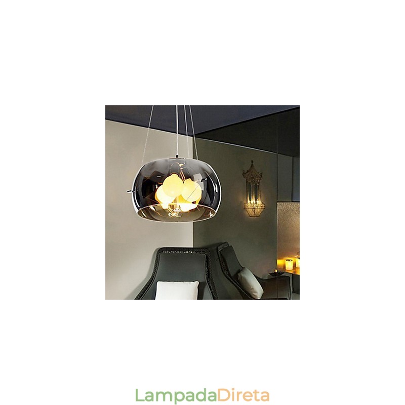 Pingente moderno e pitoresco de 3 luzes em estilo italiano com abajur transparente preto
